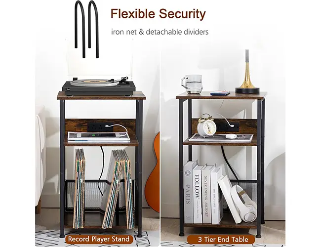 Turntable Stand with Storage Cabinet HETCD01BR-1