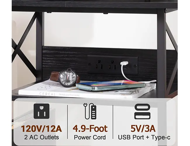 Large Turntable Stand with Storage Cabinet HETCD012BK-1