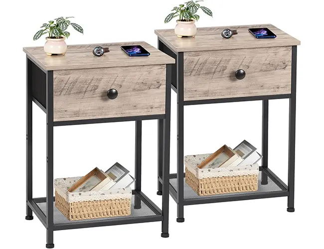 AMHANCIBLE Night Stand Set 2 HET03SDGY