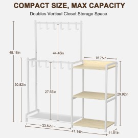 LOAKEKEL Purse Organizer for Closet, 2-Tier Rack with 12 Hooks, White