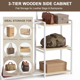 LOAKEKEL Purse Organizer for Closet, 2-Tier Rack with 12 Hooks, White