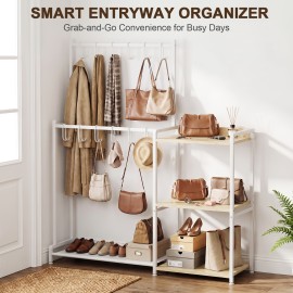 LOAKEKEL Purse Organizer for Closet, 2-Tier Rack with 12 Hooks, White