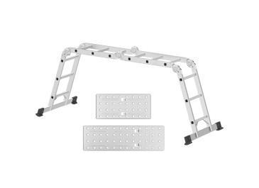 AMHANCIBLE Drabina wielofunkcyjna, aluminiowa, 4 x 3 stopnie, składana, do malowania, sufitu, ogrodu, do 150 kg, 3,4 m, konstrukcja 6 cali, certyfikat TÜV/GS, kolor srebrny EBAL01SV
