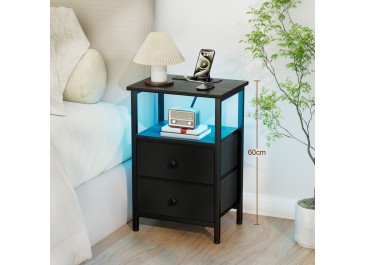 AMHANCIBLE Table de chevet avec éclairage LED