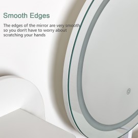 LOAKEKEL Vanity Desk, with Mirror and Lights, Makeup Vanity with Storage Drawer, Small Dressing Table with 3 Open Shelves for Bedroom, Cosmetic Table for Women and Girls Gift, White HSKP01WT