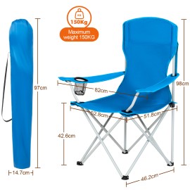 AMHANCIBLE Foldable Camping Chair, Set of 2, Folding Fishing Chairs with Cup Holder, High Backrest OCC02BU