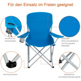 AMHANCIBLE Foldable Camping Chair, Set of 2, Folding Fishing Chairs with Cup Holder, High Backrest OCC02BU