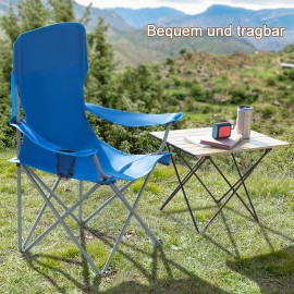 AMHANCIBLE Foldable Camping Chair, Set of 2, Folding Fishing Chairs with Cup Holder, High Backrest OCC02BU