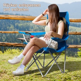 AMHANCIBLE Foldable Camping Chair, Set of 2, Folding Fishing Chairs with Cup Holder, High Backrest OCC02BU