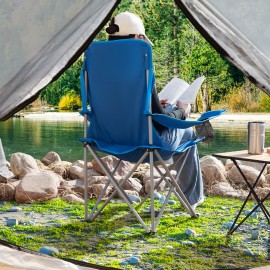 AMHANCIBLE Foldable Camping Chair, Set of 2, Folding Fishing Chairs with Cup Holder, High Backrest OCC02BU