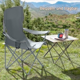 AMHANCIBLE Foldable Camping Chair, Set of 2, Folding Fishing Chairs with Cup Holder, High Backrest OCC02GY