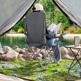 AMHANCIBLE Foldable Camping Chair, Set of 2, Folding Fishing Chairs with Cup Holder, High Backrest OCC02GY