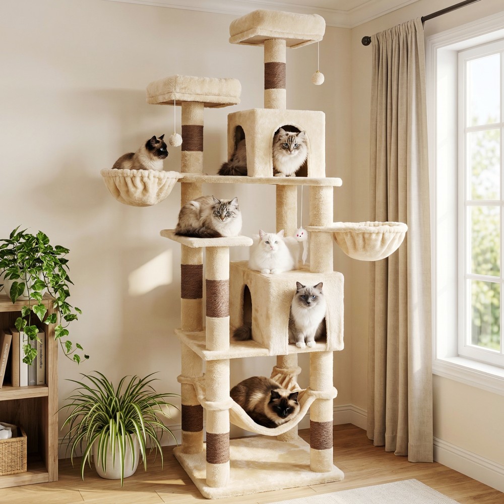 AMHANCIBLE 180cm Cat Tower with 8 Cat Scratching Posts