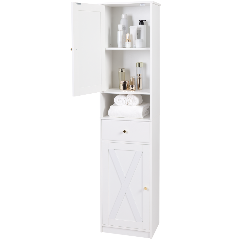 AMHANCIBLE Tall Bathroom Cabinet, Storage Cabinet with 2 Doors & 1 Drawer, for Living Room, Entryway, Home Office, White ETSC02WT