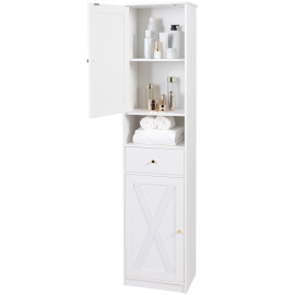 AMHANCIBLE Tall Bathroom Cabinet, Storage Cabinet with 2 Doors & 1 Drawer, for Living Room, Entryway, Home Office, White ETSC02WT