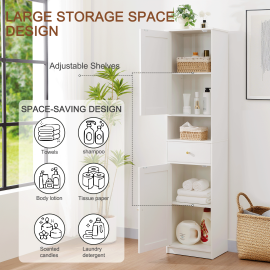AMHANCIBLE Tall Bathroom Cabinet, Storage Cabinet with 2 Doors & 1 Drawer, for Living Room, Entryway, Home Office, White ETSC02WT