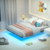 Full Bed Frame, with USB Charging Station, Floating Bed Frame Full Size with Smart LED Lights, Metal Platform Bed, Heavy Duty Steel Slat, No Box Spring Needed, Easy Assembly, HBF130BK