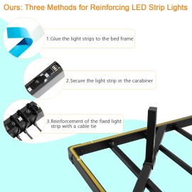 LOAKEKEL Full Bed Frame, with USB Charging Station, Floating Bed Frame Full Size with Smart LED Lights, Metal Platform Bed, Heavy Duty Steel Slat, No Box Spring Needed, Easy Assembly, HBF130BK