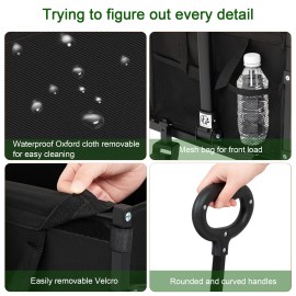 LOAKEKEL Wagon, Foldable Wagon Carts for Camping, Collapsible Steel Construction Portable Shopping Cart, with 360° Rotatable Wheels, for Outdoor, Garden, Black HCW01BK