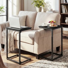 AMHANCIBLE Couch Side Table, 26.37" Tall C Shaped End Table Set of 2