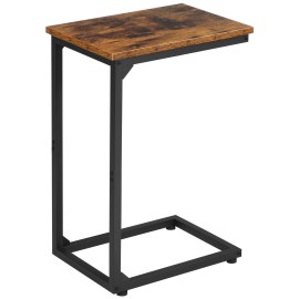 AMHANCIBLE C Shaped End Table, Slide Under Couch Table for Sofa