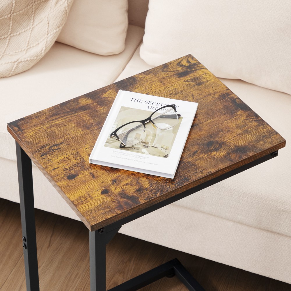 AMHANCIBLE C Shaped End Table, Slide Under Couch Table for Sofa