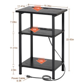 AMHANCIBLE Side Table with Charging Station, End Tables Living Room Set 2