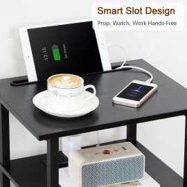 AMHANCIBLE Side Table with Charging Station, End Tables Living Room Set 2