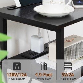 AMHANCIBLE Side Table with Charging Station, End Tables Living Room Set 2