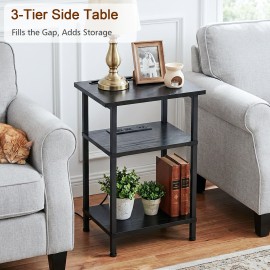 AMHANCIBLE Side Table with Charging Station, End Tables Living Room Set 2