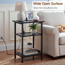 AMHANCIBLE Side Table with Charging Station, End Tables Living Room Set 2