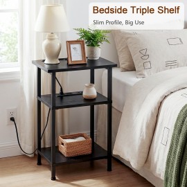 AMHANCIBLE Side Table with Charging Station, End Tables Living Room Set 2
