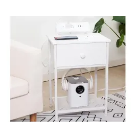 AMHANCIBLE 纤薄床头柜，带布艺储物抽屉，适用于卧室 HET03SDPWT 