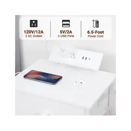 AMHANCIBLE 纤薄床头柜，带布艺储物抽屉，适用于卧室 HET03SDPWT 