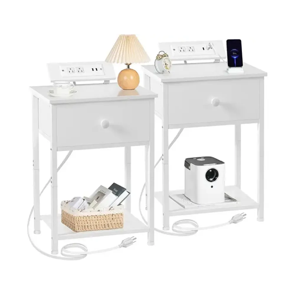 AMHANCIBLE 纤薄床头柜，带布艺储物抽屉，适用于卧室 HET03SDPWT 