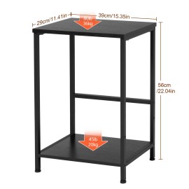  Set of 2 Nightstand with Steel Frame White HET03SQBK 