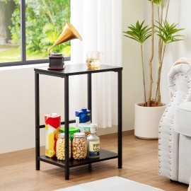  Set of 2 Nightstand with Steel Frame White HET03SQBK 