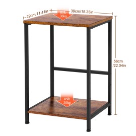  Set of 2 Nightstand with Steel Frame White HET03SQBR 