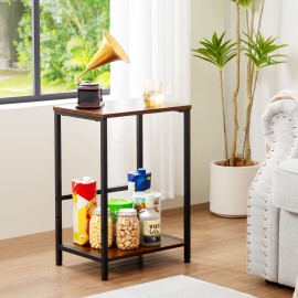  Set of 2 Nightstand with Steel Frame White HET03SQBR 