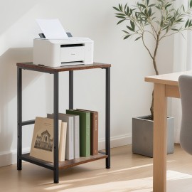  Set of 2 Nightstand with Steel Frame White HET03SQBR 