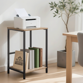  Set of 2 Nightstand with Steel Frame White HET03SQGY 