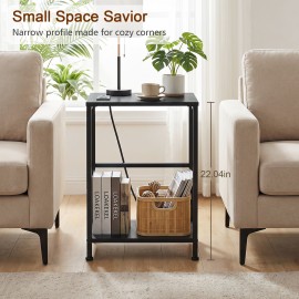 LOAKEKEL Small End Tables, Side Table with Charging Station