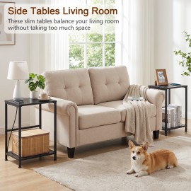 LOAKEKEL Small End Tables, Side Table with Charging Station