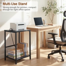 LOAKEKEL Small End Tables, Side Table with Charging Station