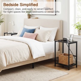 LOAKEKEL Small End Tables, Side Table with Charging Station
