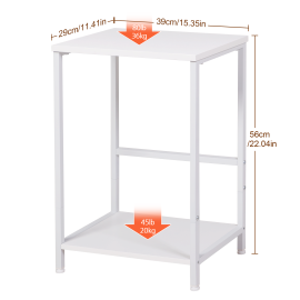 Set of 2 Nightstand with Steel Frame White HET03SQWT