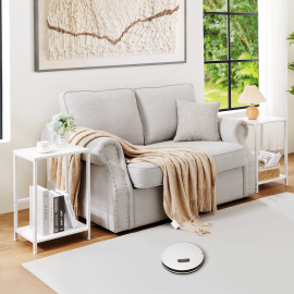 Set of 2 Nightstand with Steel Frame White HET03SQWT