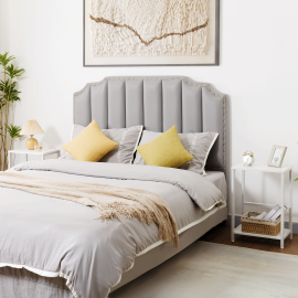 Set of 2 Nightstand with Steel Frame White HET03SQWT