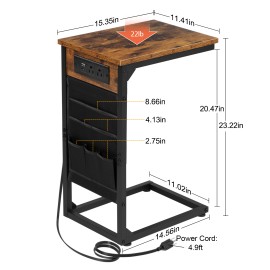 AMHANCIBLE Narrow Coffee Bedside Table with Cloth Storage Bag for Sofa, Small Spaces, Living Room, Bedroom