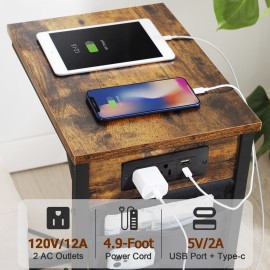 AMHANCIBLE Narrow Coffee Bedside Table with Cloth Storage Bag for Sofa, Small Spaces, Living Room, Bedroom